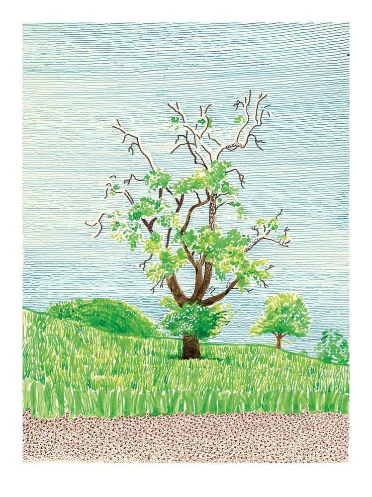 David Hockney, ‘Hawthorn Bush in Front Of A Very Old And Dying Pear Tree’, 2019, Print, Inkjet print on paper, null, Numbered