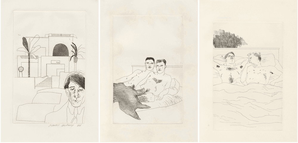 David Hockney, ‘Illustrations For Fourteen Poems by C.P. Cavafy Edition A - Complete Set’, 1966, Print, Etchings with aquatint on Crisbrook handmade paper, null, Numbered