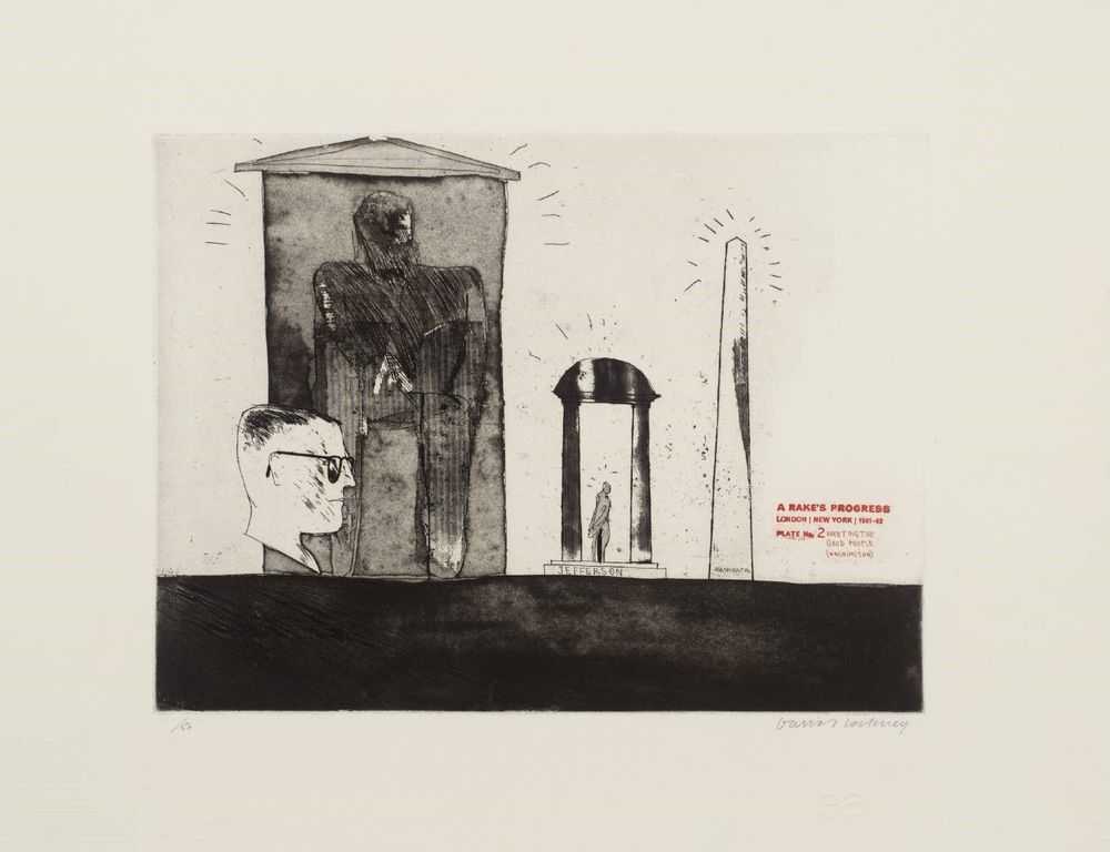 David Hockney, ‘Meeting The Good People (Washington)’, 1963, Print, Etching and aquatint on paper, null, Numbered