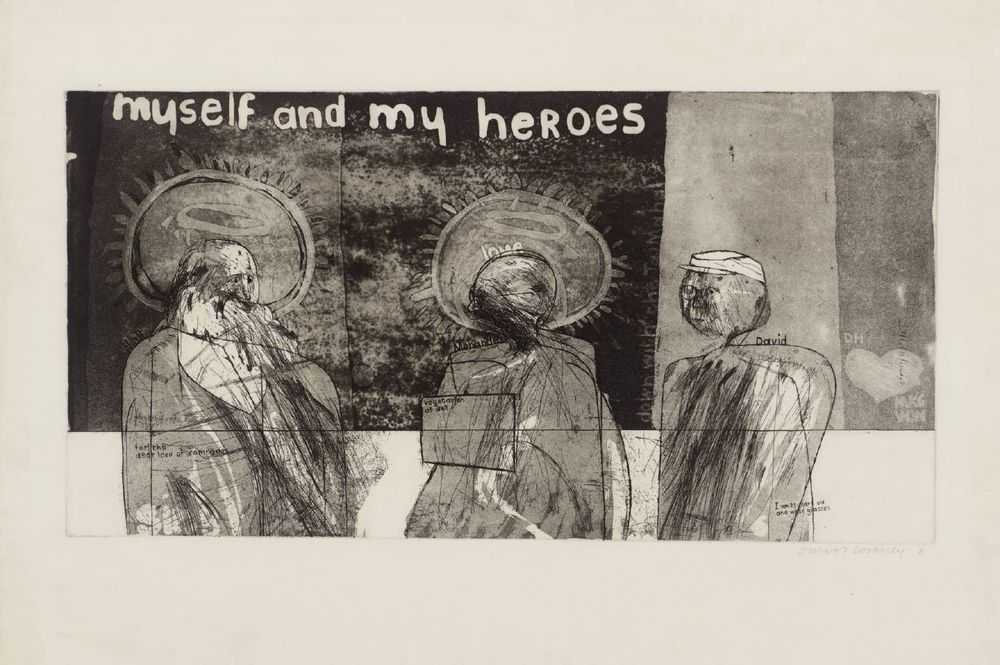 David Hockney, ‘Myself And My Heroes’, 1961, Print, Etching and aquatint on paper, null, Numbered