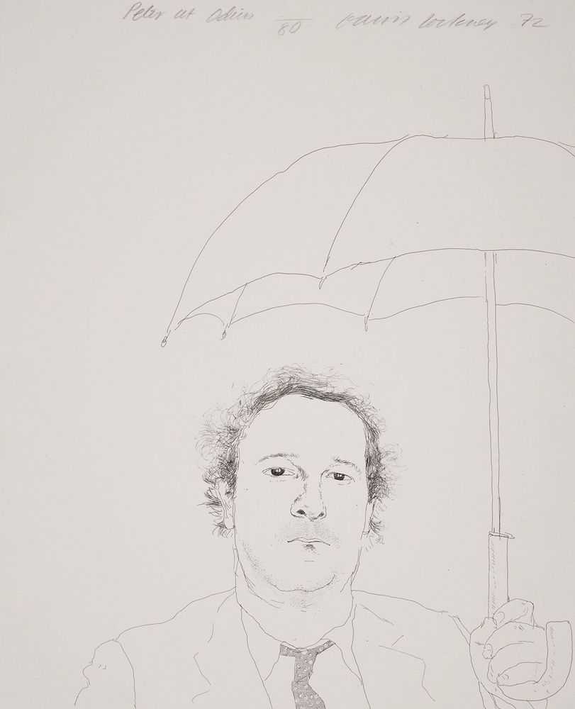 David Hockney, ‘Peter At Odins’, 1972, Print, Ink on paper, null, Numbered