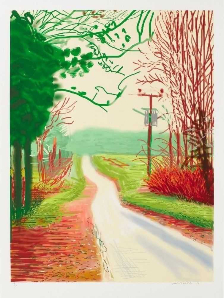 David Hockney, ‘The Arrival Of Spring In Woldgate East Yorkshire 23rd February 2011’, 2011, Print, iPad drawing in colours on wove paper, null, Numbered