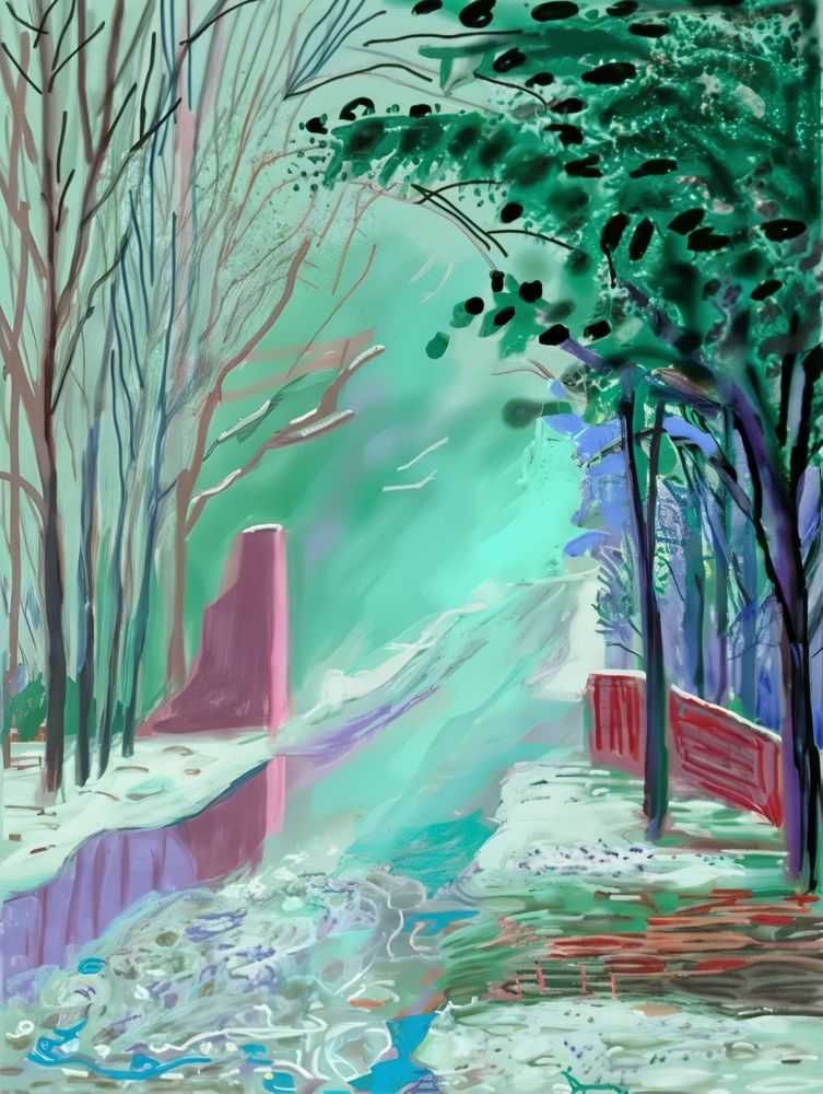 David Hockney, ‘The Arrival Of Spring In Woldgate East Yorkshire 3rd January 2011’, 2011, Print, iPad drawing in colours on wove paper, null, Numbered