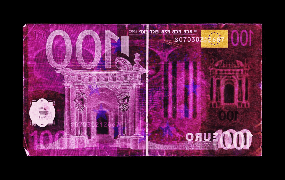David LaChapelle, ‘Negative Currency - 100 Euro Used as Negative’, 2018, Print, Chromogenic print on aludibond, null, Numbered, Dated