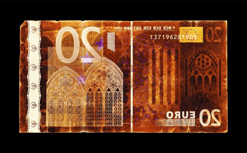 David LaChapelle, ‘Negative Currency - 20 Euro Used as Negative’, 2018, Print, Chromegenic print on aludibond, null, Numbered, Dated