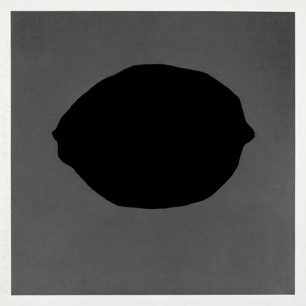 Donald Sultan, ‘Black Lemon on Silver, July 24 2018’, 2018, Print, Silkscreen with enamel inks and tar texture on 2-ply museum board, null, Numbered, Dated