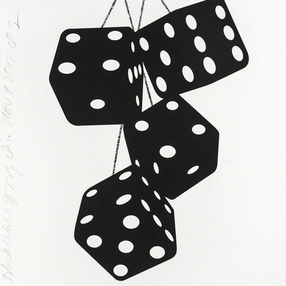 Donald Sultan, ‘Black White Fuzzy Dice’, 2017, Print, Silkscreen with enamel inks and flocking on 2-ply museum board, null, Numbered, Dated