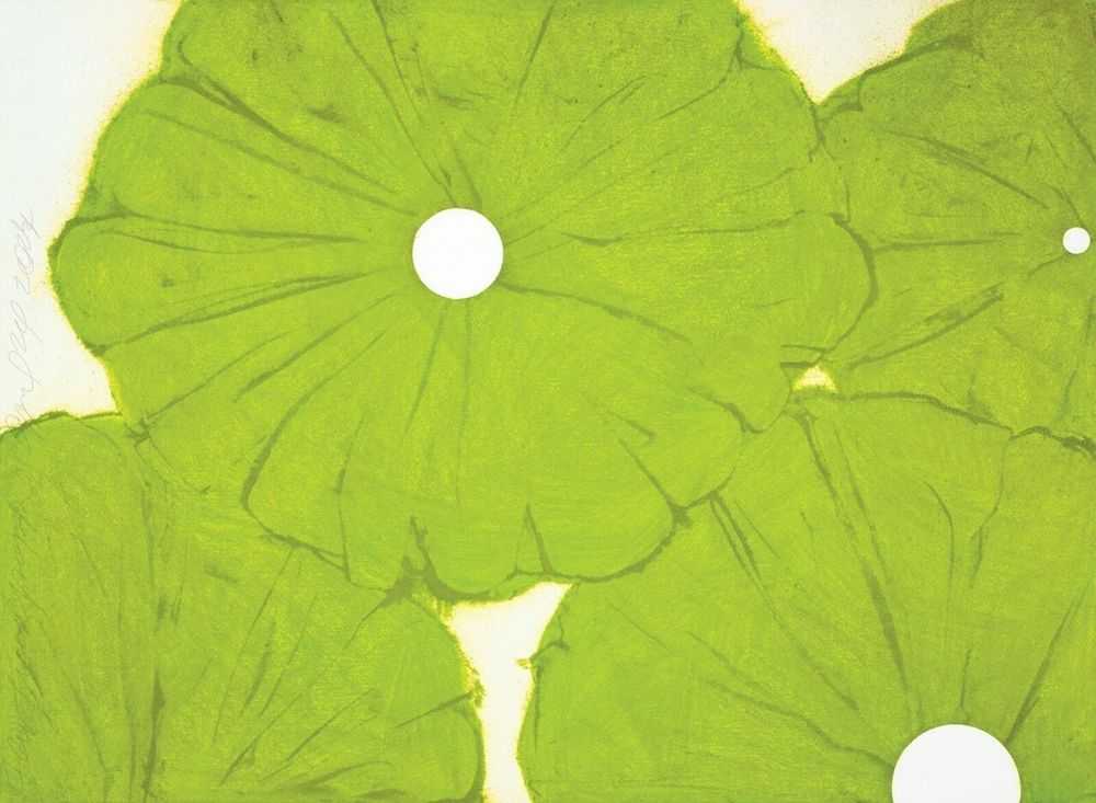 Donald Sultan, ‘Four Green Poppies’, 2024, Print, Archival pigment ink on Innova Etching Cotton Rag 315 gsm fine art paper, null, Numbered, Dated