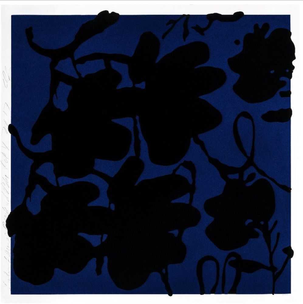 Donald Sultan, ‘Lantern Flowers Black and Blue Oct 4, 2017’, 2017, Print, Screenprint with enamel and flocking on 4 ply museum board, null, Numbered