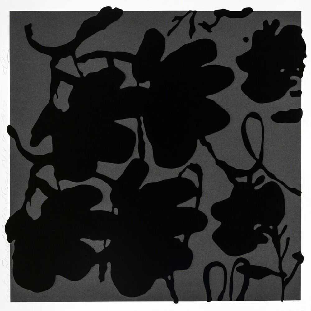 Donald Sultan, ‘Lantern Flowers Black and Grey, Oct 4, 2017’, 2017, Print, Silkscreen with enamel inks and flocking on 4-ply museum board, null, Numbered