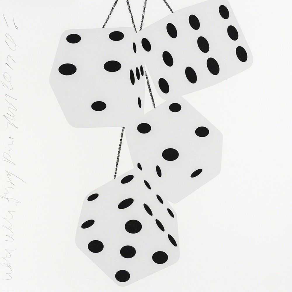 Donald Sultan, ‘White White Fuzzy Dice’, 2017, Print, Silkscreen with enamel inks and flocking on 2-ply museum board, null, Numbered