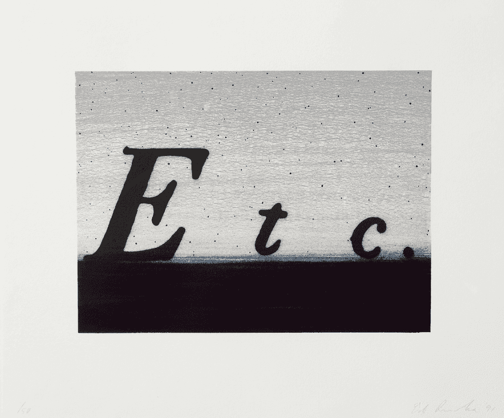 Ed Ruscha, ‘Etc.’, 1991, Print, Creative Works Editions, Osaka, Japan, null, Numbered, Dated