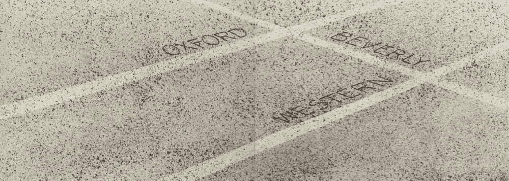 Ed Ruscha, ‘Oxford, Beverly, Western’, 1999, Print, Diptych lithograph on Rives BFK paper, Hamilton Press, Numbered, Dated