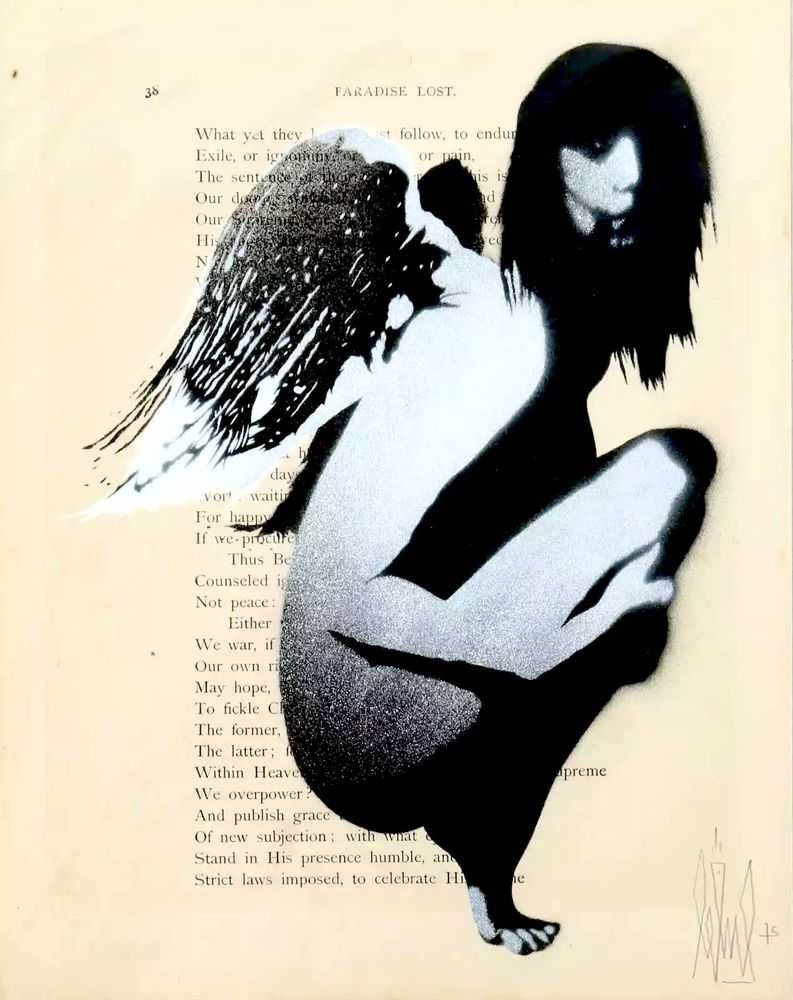 Eelus, ‘Lost’, 21-06-2015, Print, Spraypaint on Antique Book Page, Self-released, Handfinished