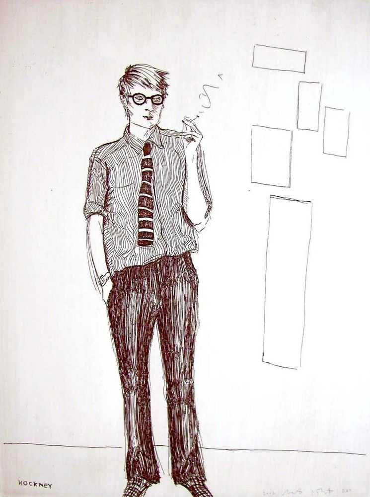 Elizabeth Peyton, ‘David Hockney (from the cover of That's the Way I See It)’, 2002, Print, Etching in sepia ink on Sommerset paper, null, Numbered