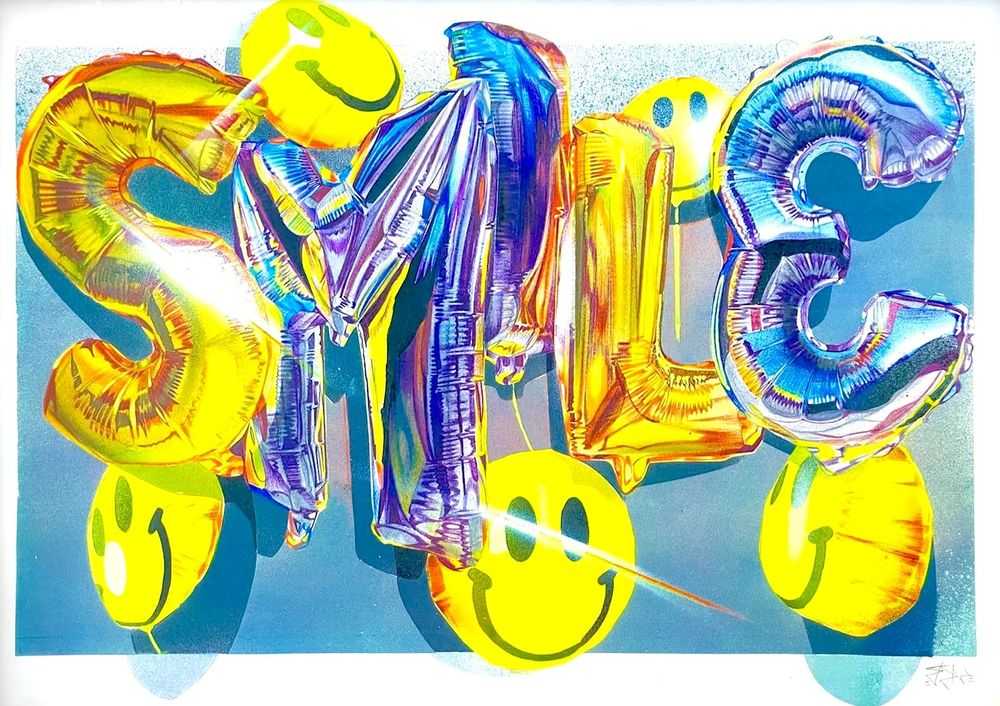 Fanakapan, ‘Smile (Gold & Yellow)’, 2022, Print, 13 colour screenprint on Somerset 300gsm, Our Types, Numbered