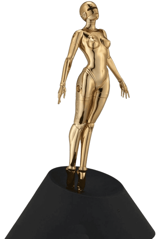 Hajime Sorayama, ‘Sexy Robot Floating 1/4 Scale Figure (Gold)’, 2020, Sculpture, PVC, gold plated, ABS resin, alloy + LED light, Aishonanzuka,