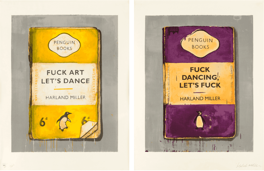 Harland Miller, ‘Fuck Art Let's Dance / Fuck Dancing Let's Fuck’, 2011, Print, Screenprint on Somerset paper, White Cube, Numbered, Dated