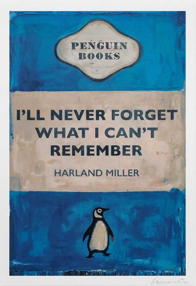 Harland Miller, ‘I'll Never Forget What I Can't Remember (2025)’, 2025, Print, 23 colour silkscreen on Somerset Tub Sized Radiant White 600gsm paper, Avant Arte, Numbered