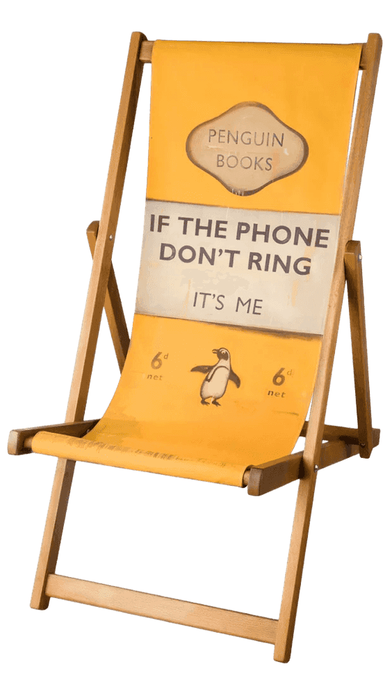 Harland Miller, ‘If The Phone Don't Ring, It's Me - Deck Chair’, 2013, Collectible, Sustainable merpauh wood deckchair, null,