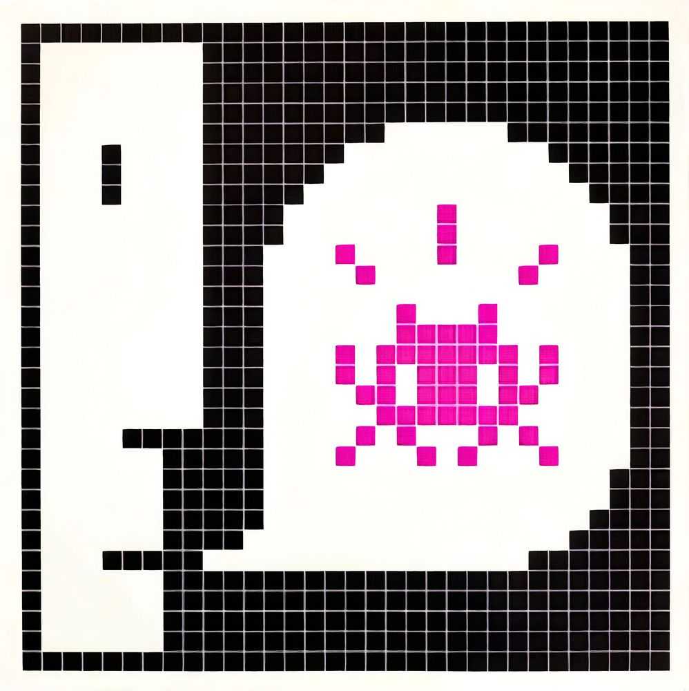 Invader, ‘Alert (Pink)’, 2021, Print, Screenprint on paper, MGLC Ljubljana, Numbered, Dated