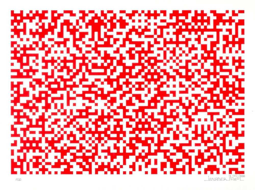 Invader, ‘Binary Code (Red)’, 2008, Print, Screenprint on paper, Self-released, Numbered, Dated