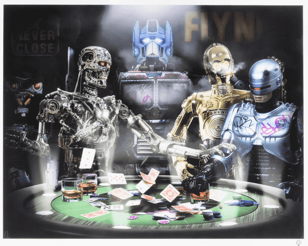 JJ Adams, ‘Droids playing poker’, 2020, Print, Giclee on Hahnemuhle paper, Wishbone Publishing Ltd., Numbered