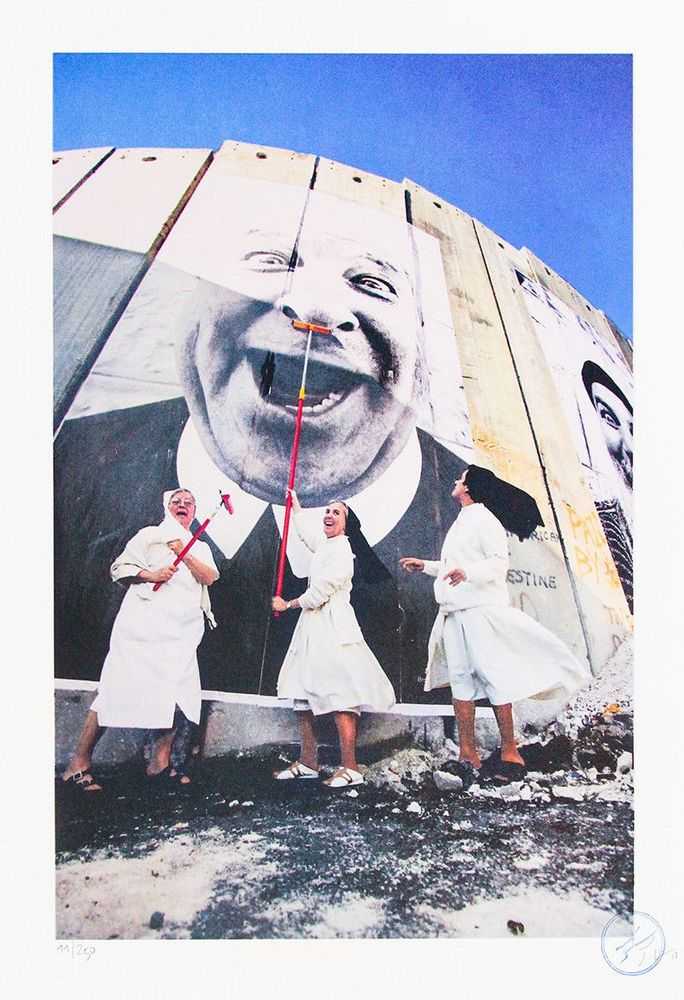 JR, ‘28 Millimètres, Face 2 Face, Nuns In Action, Separation Wall, Security Fence, Palestinian side, Beth’, 2018, Print, 12 colours lithography printed with Marinoni machine on white BFK Rives 270gsm, Social Animals, Numbered, Dated