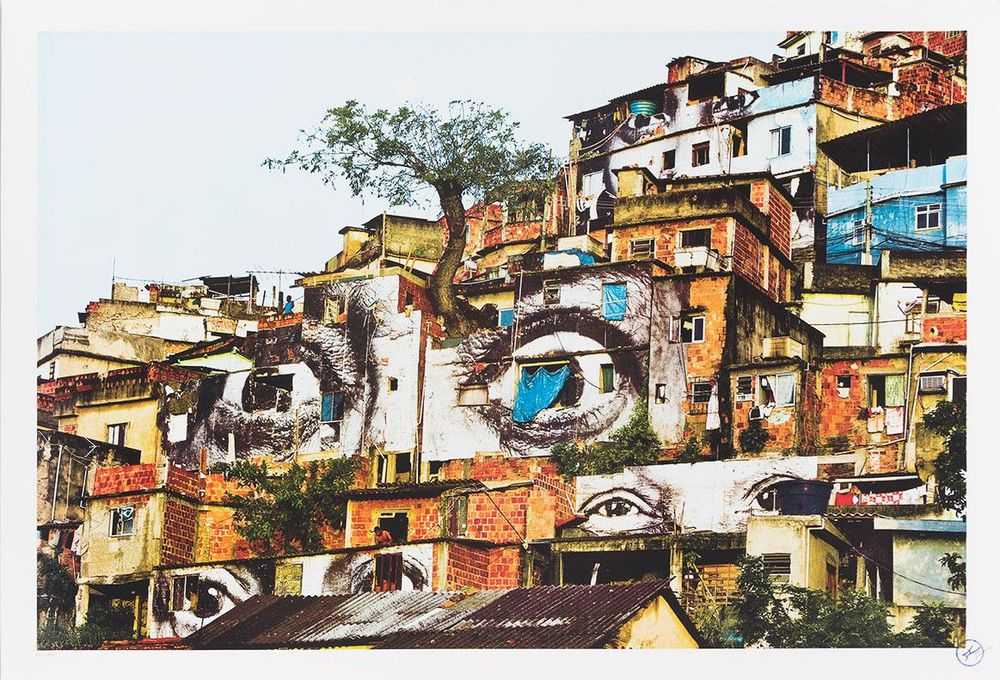 JR, ‘28 Millimètres, Women Are Heroes - Action Dans La Favela Morro Da Providencia, Detail, Arbre Et Lune’, 2009, Print, 8 colours lithography printed with Marinoni machine on white BFK Rives 270gsm, Social Animals, Numbered, Dated