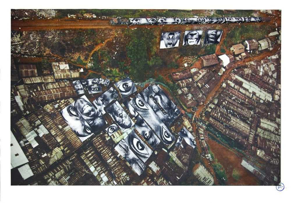 JR, ‘28 Millimètres, Women Are Heroes, Action in Kibera Slum, general view Nairobi, Kenya, 2009’, 03-12-2021, Print, 12 colours lithograph printed on Marinoni machine on White paper BFK Rives - 270 grams, Social Animals, Numbered