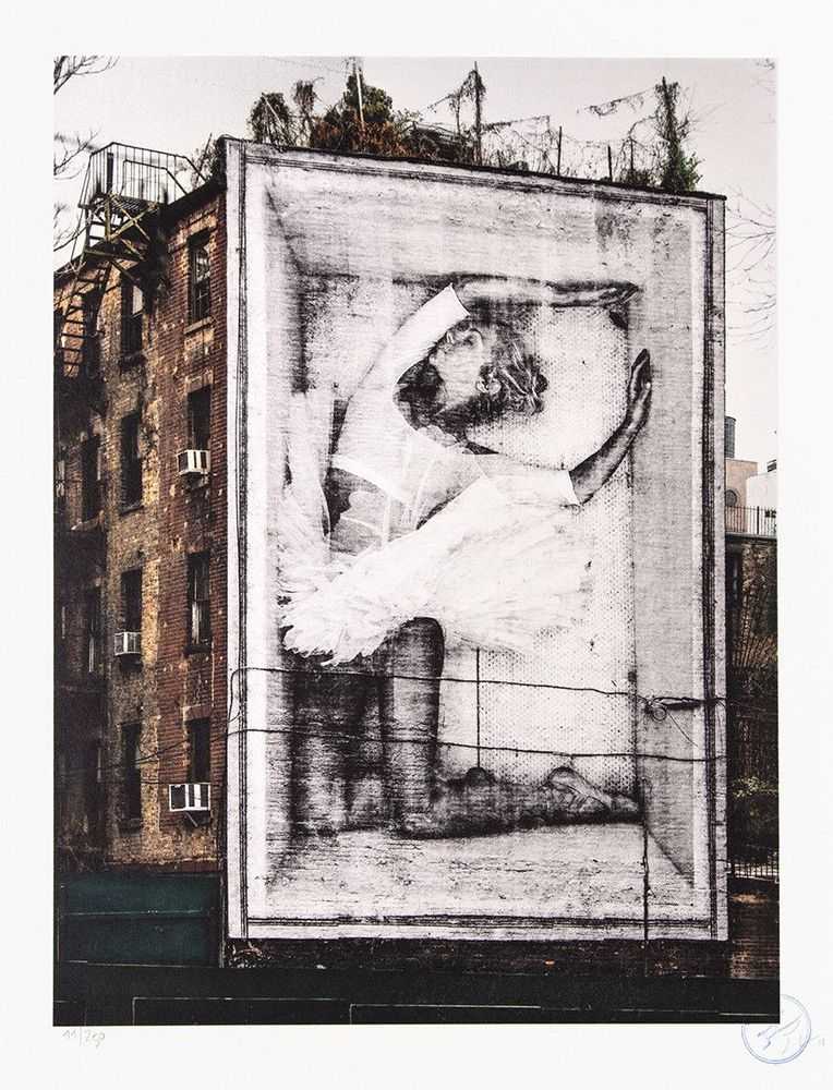 JR, ‘Ballet, Ballerina In Crate, East Village, New York City, 2015’, 2019, Print, 12 colours lithography printed with Marinoni machine on white BFK Rives 270gsm, Social Animals, Numbered, Dated