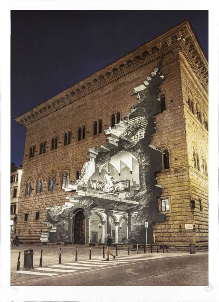 JR, ‘La Ferita, 25 Mars 2021, 19h07, Palazzo Strozzi, Florence, Italie, 2021’, 01-10-2021, Print, 14 colours lithograph printed on Marinoni machine on White paper BFK Rives - 300 grams, Social Animals, Numbered