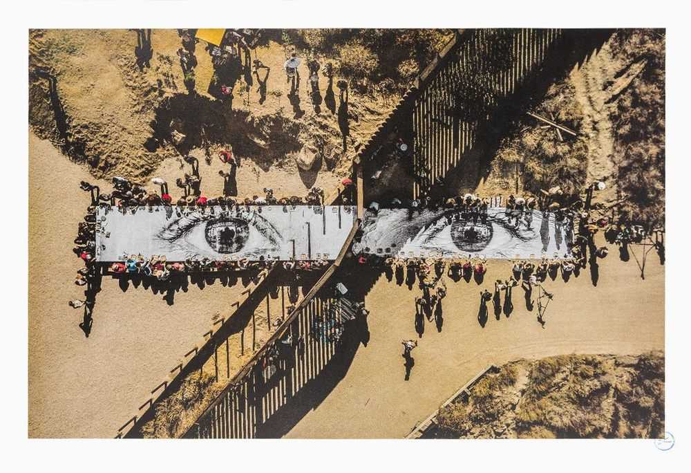 JR, ‘Migrants, Mayra, Picnic Across The Border, Tecate, Mexico USA 2017’, 2018, Print, 11 colours lithography printed with Marinoni machine on white BFK Rives 270gsm, Social Animals, Numbered, Dated