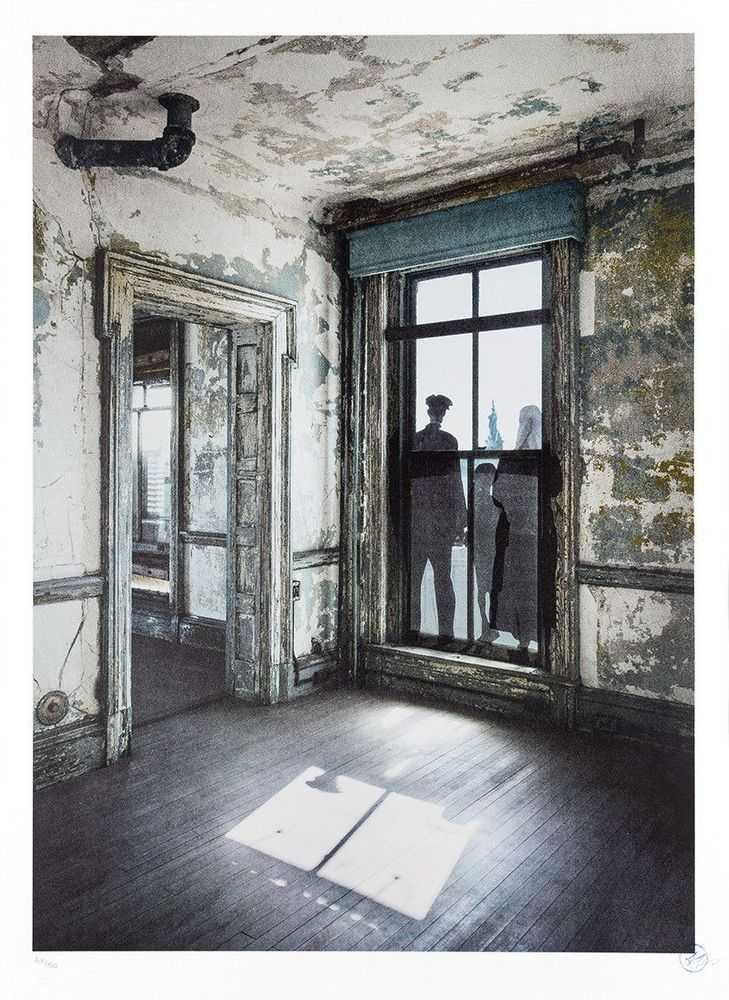 JR, ‘Unframed, An immigrant family views the Statue of Liberty from Ellis Island’, 2015, Print, 8 colours lithography printed with Marinoni machine on white BFK Rives 270gsm, Social Animals, Numbered, Dated
