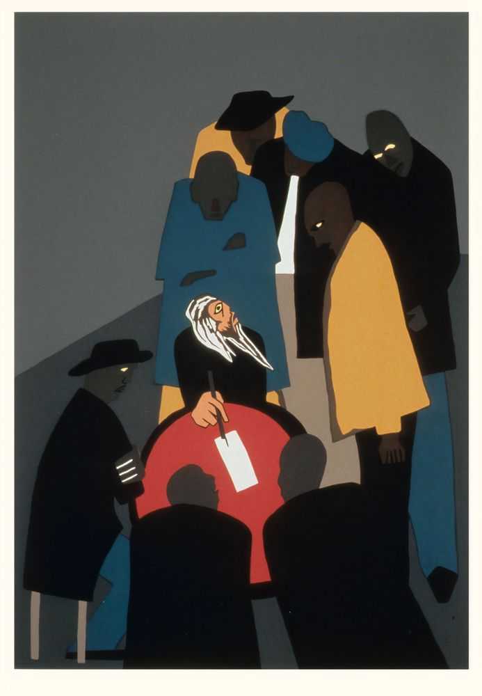 Jacob Lawrence, ‘No. 15 John Brown made many trips to Canada organizing for his assault on Harpers Ferry (The Legend of John Brown Series)’, 1977, Print, Colour screenprint on Domestic Etching paper, The Detroit Institute of Arts, Numbered
