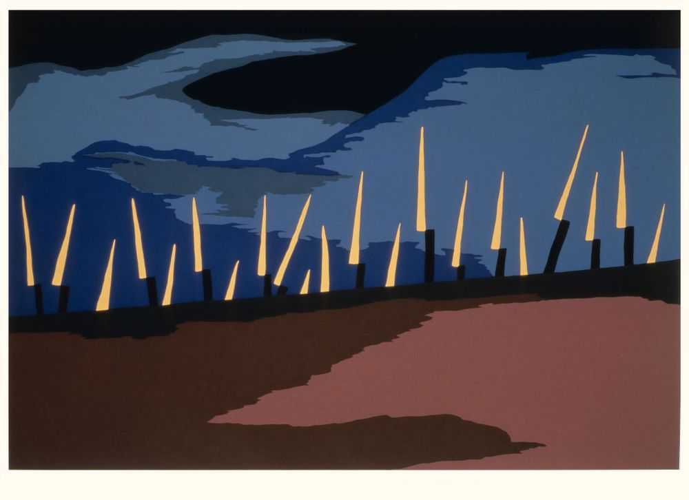 Jacob Lawrence, ‘No. 19 Sunday, October 16, 1859, John Brown with a company of 21 men, white and black, marched on Harpers Ferry (The Legend of John Brown Series)’, 1977, Print, Colour screenprint on Domestic Etching paper, The Detroit Institute of Arts, Numbered