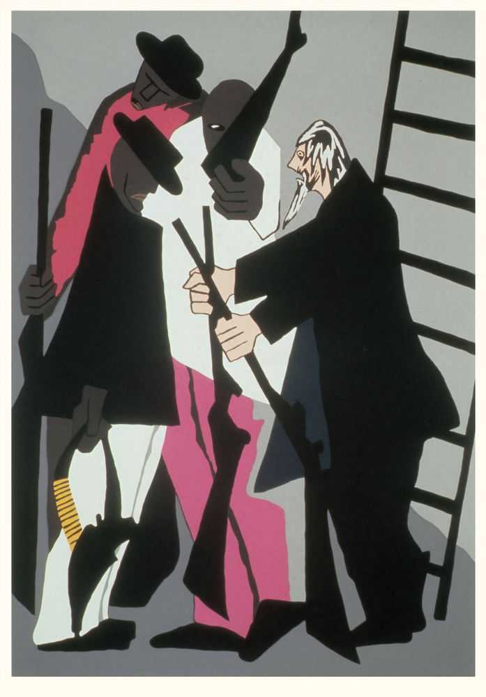 Jacob Lawrence, ‘No. 6 John Brown formed an organization among the colored people of the Adirondack woods to resist the capture of any fugitive slave (The Legend of John Brown Series)’, 1977, Print, Colour screenprint on Domestic Etching paper, The Detroit Institute of Arts, Numbered