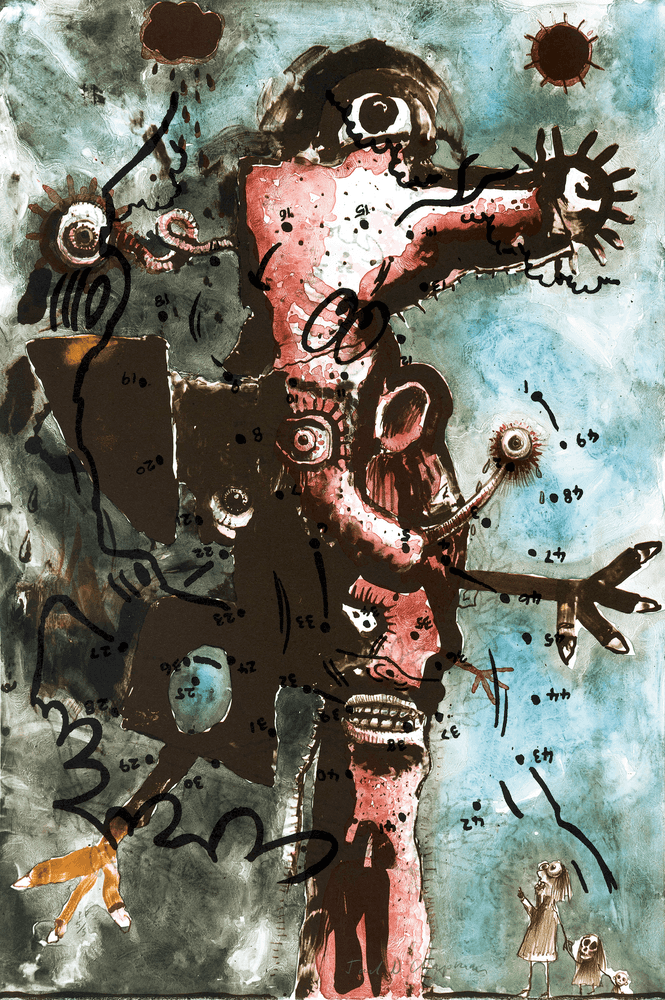 Jake & Dinos Chapman, ‘The Lisper Lisps, The Stutterer Stutters, The Dyslexic Disleksiks I’, 05-12-2014, Print, 7 colour lithographic print on velin Arches 300 gsm cotton paper
, White Cube, Numbered