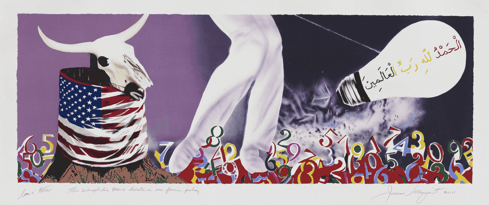 James Rosenquist, ‘The Xenophobic Movie Director on Our Foreign Policy’, 2011, Print, 15 color lithograph, Gemini G.E.L., Numbered, Dated