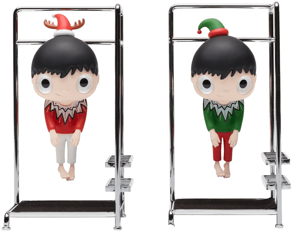 Javier Calleja, ‘Little Maurizio Figurine - X'mas Edition Set (Red Santa Claus & Green Xmas Elf)’, 2020, Sculpture, PVC, Crystal, Alloy, stainless Steel, EVA, K11 Design,