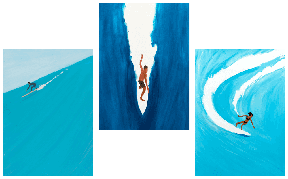 Jean Jullien, ‘Coffret Serigraphies (Set of 3 Surfer Prints)’, 2023, Print, Three seriagraph prints, Slika, Numbered