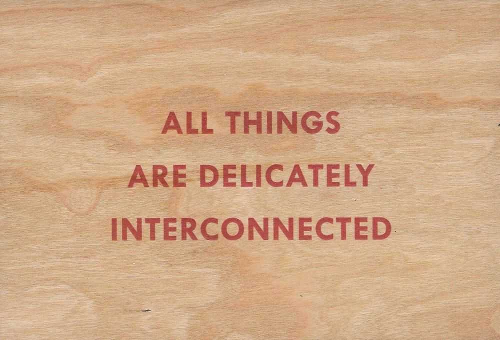Jenny Holzer, ‘All Things Are Delicately Interconnected Wooden Postcard’, 2020, Print, Screenprint on cherrywood, Printed Matter,