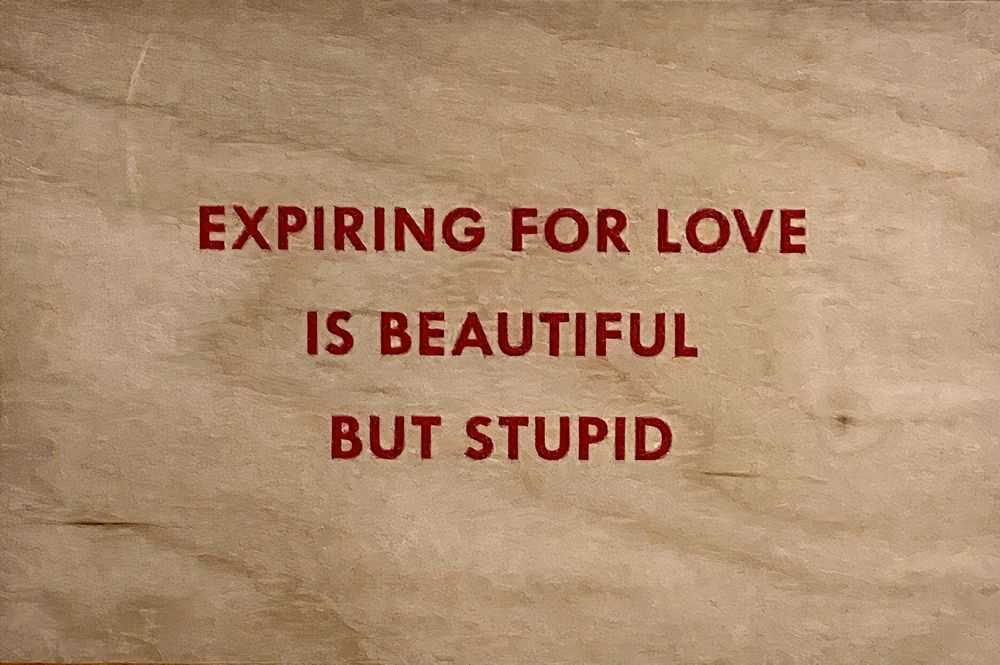 Jenny Holzer, ‘Expiring for Love is Beautiful But Stupid Wooden Postcard’, 2020, Print, Screenprint on cherrywood, Printed Matter,