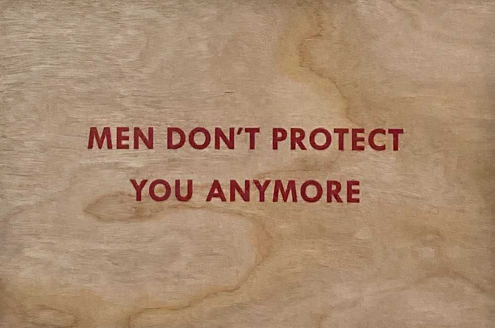 Jenny Holzer, ‘Men Don’t Protect You Anymore Wooden Postcard’, 2020, Print, Screenprint on cherrywood, Printed Matter,