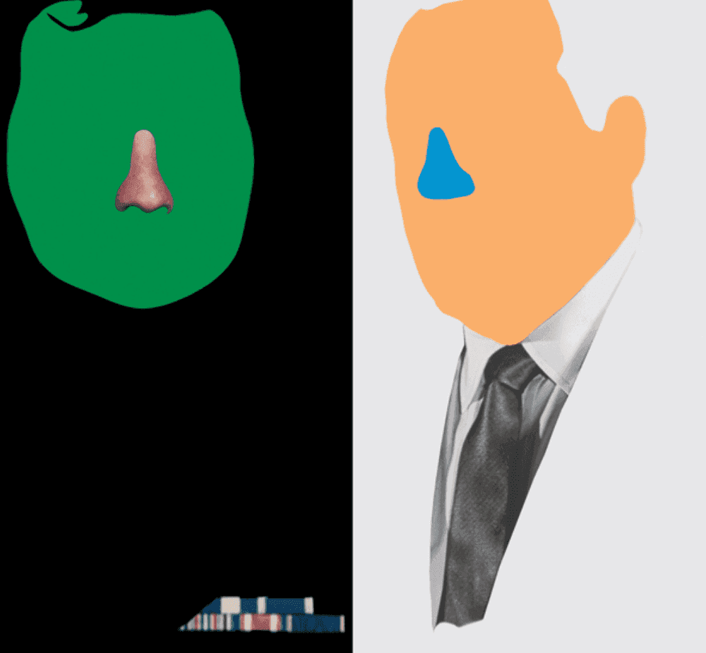 John Baldessari, ‘Two Faces, One with Nose and Military Ribbons - One with (Blue) Nose and Tie’, 2006, Print, 3-layer, 14-color screenprint; mounted to Sintra, Gemini G.E.L., Numbered, Dated