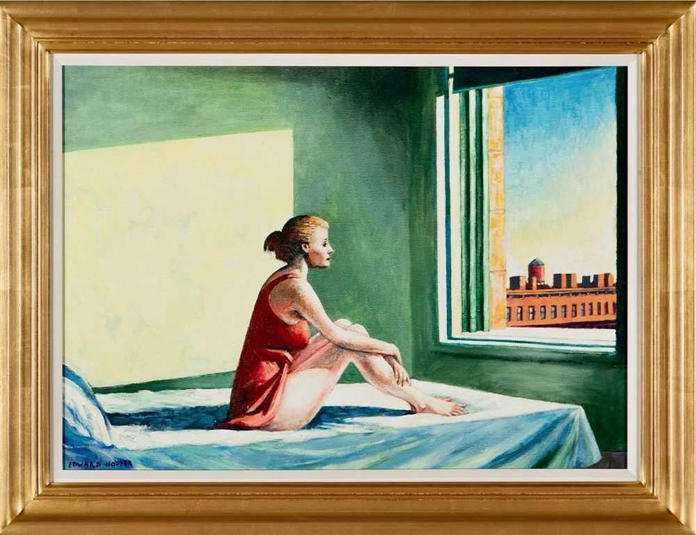 John Myatt, ‘Morning Sun 1952 Nude on Bed' In The Style of Edward Hopper’, 2021, Print, Fine Art Print, Castle Fine Art, Numbered, Framed