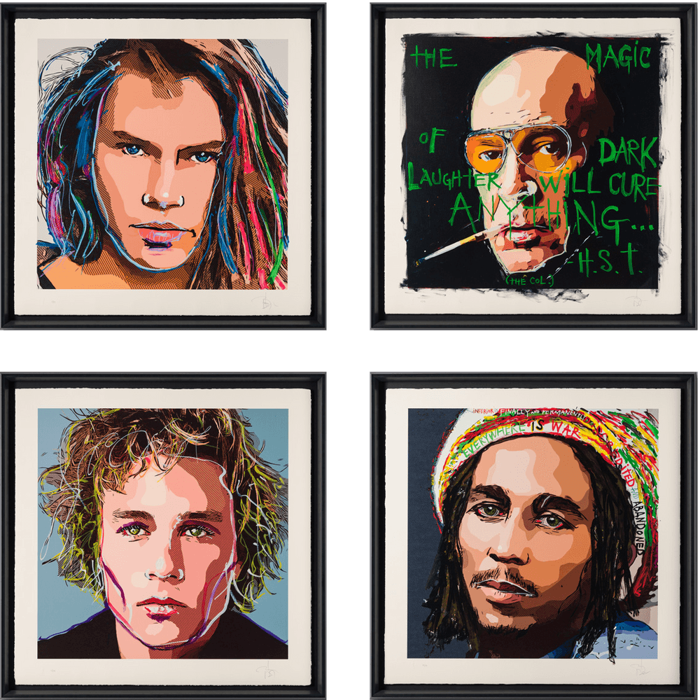 Johnny Depp, ‘Friends & Heroes 2023 - Framed Portfolio Set of Four’, 2023, Print, Set of 4 fine art prints, Castle Fine Art, Numbered, Framed