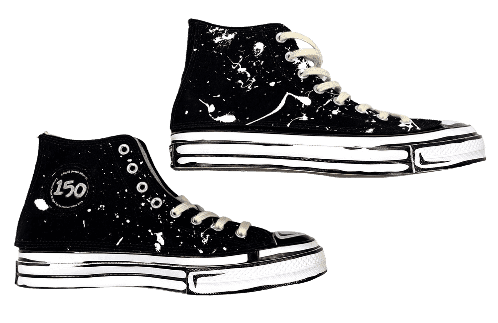 Joshua Vides, ‘MCA x Converse Chuck Taylors (hand-finished)’, 2021, Collectible, Unique hand-painted Converse Chuck Taylor shoes with removable Velcro panels., null,