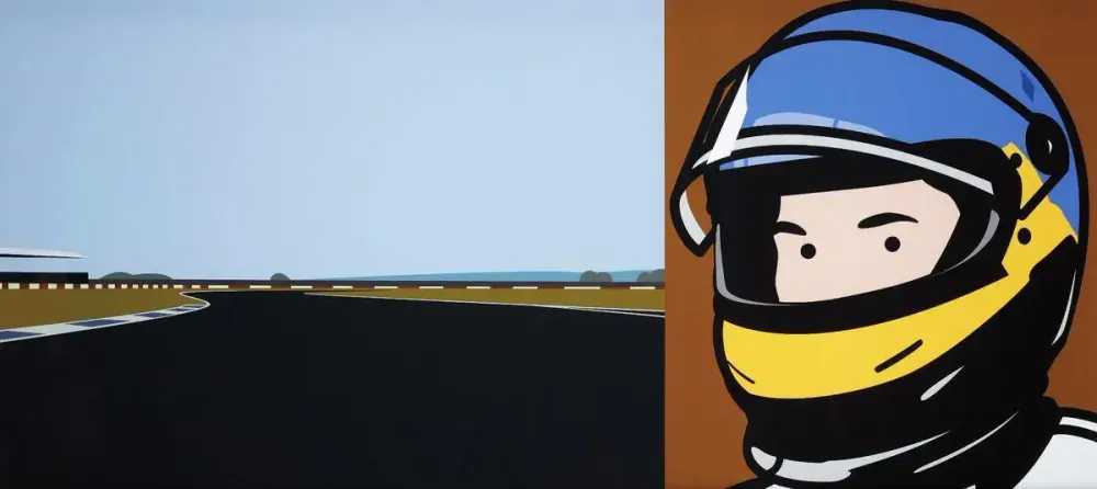Julian Opie, ‘Imagine You Are Driving (Fast)/Jacques/Helmet.’, 2002, Print, Lambda print in colors Fujicolour photographic paper dry-mounted to PVC, Christea Roberts Gallery, Numbered, Framed