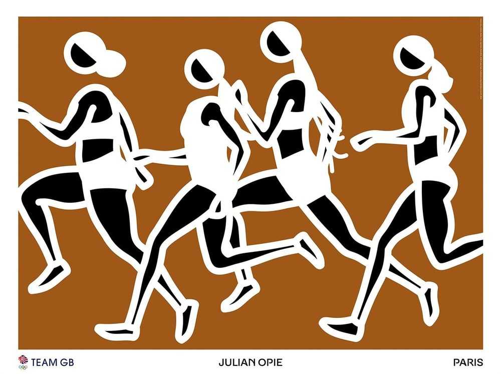 Julian Opie, ‘Kristal, Ama, Hannah, Bianca, from Sprinters, 2024’, 2024, Print, Offset lithographic poster, null,